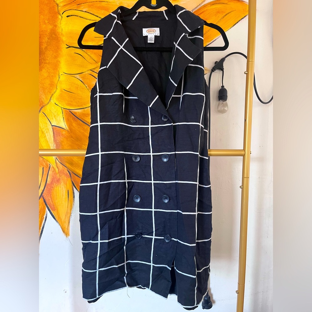 Talbots Black and White Checkered Sleeveless wrap style dress
